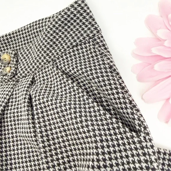 Free People Josie Houndstooth Wide Leg Pants Trousers Black White High Rise Boho